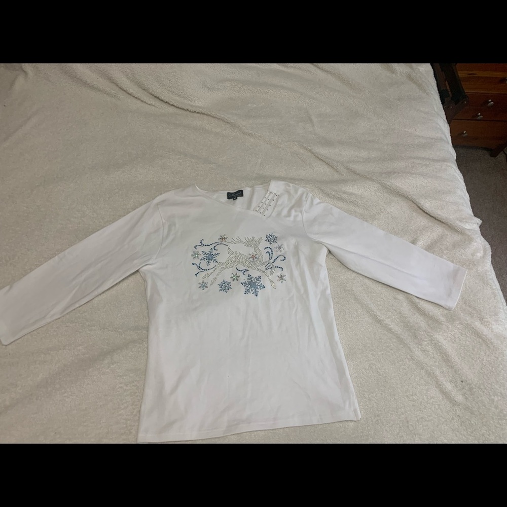 Cute rhinestone reindeer snowflake top